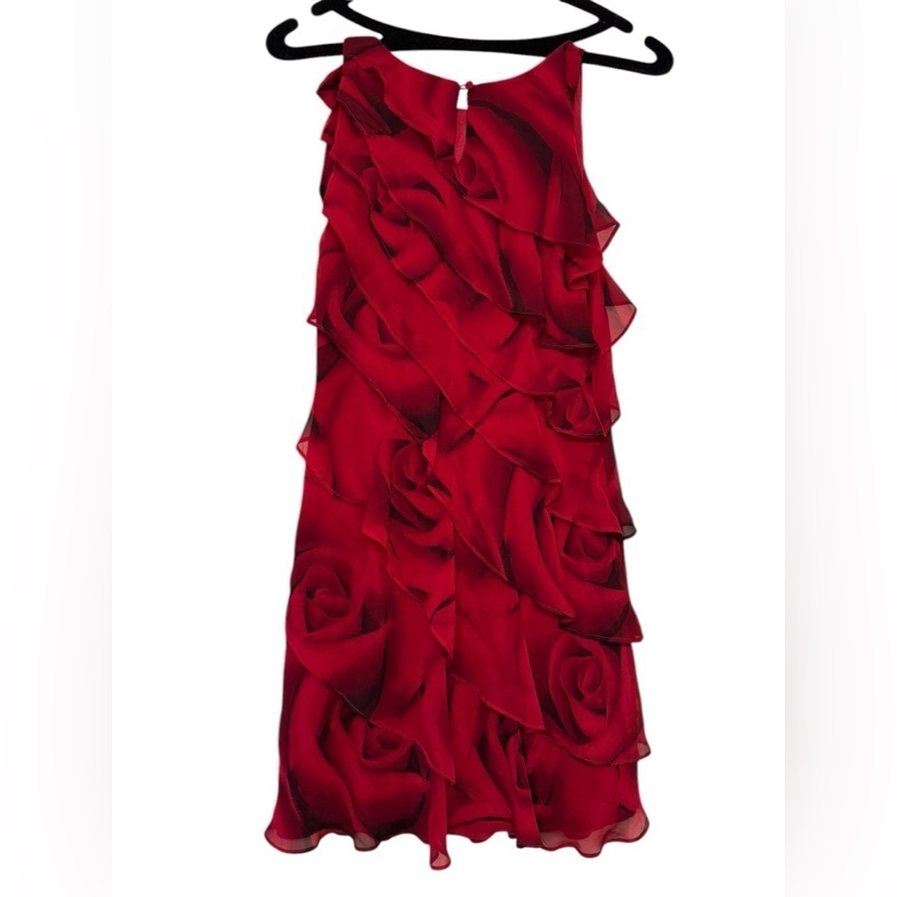 WHBM Rose Print Tiered Chiffon Ruffle Dress - Picture 3 of 8